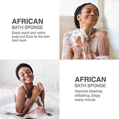 3 Pieces African Bath Sponge African Net Long Net Bath Sponge Exfoliating Shower Body Scrubber Back Scrubber Skin Smoother,Great for Daily Use (Pink ,Yellow,Purple)