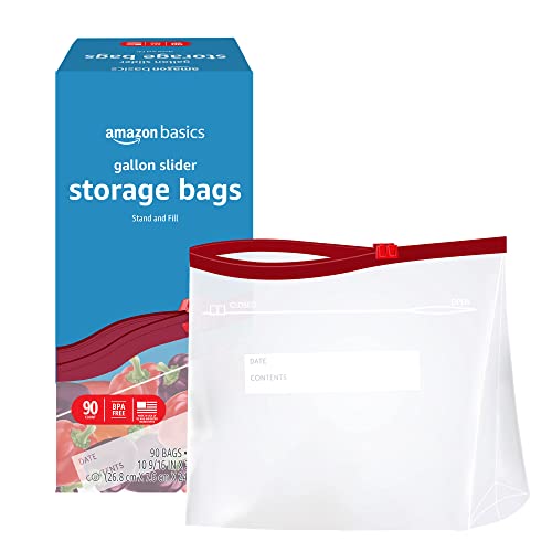 Amazon Basics Slider Gallon Food Storage Bags, 90 Count (Previously Solimo)