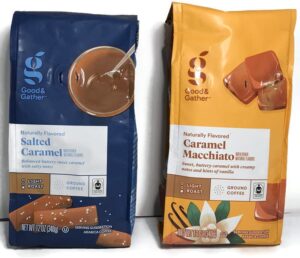 good and gather caramel macchiato and salted caramel ground coffee variety bundle, (pack of 2) 12 oz bags