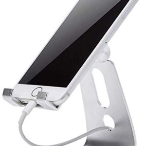 Amazon Basics Adjustable Aluminum Cell Phone Desk Stand for iPhone and Android, Silver