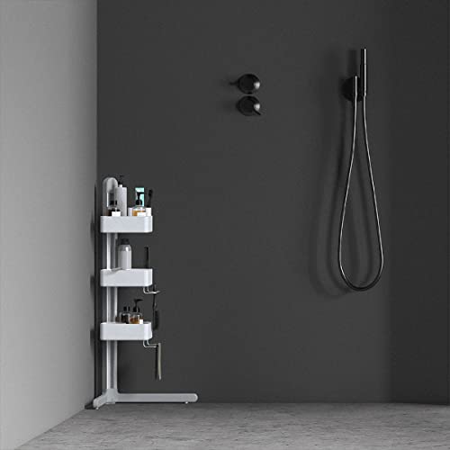 Sharper Image The SpaStudio Nook, Modular Corner Shower Caddy, Adjustable 3 Tier Design with Customizable Fit and Storage