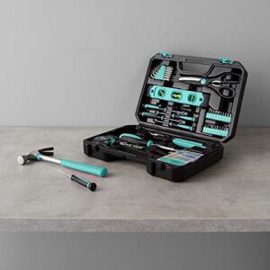 Amazon Basics Household Tool Kit with Tool Storage Case - 142-Piece, Turquoise