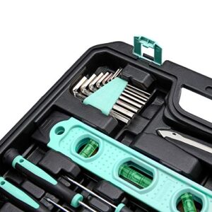 Amazon Basics Household Tool Kit with Tool Storage Case - 142-Piece, Turquoise