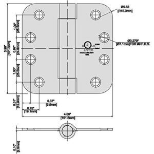 Everbilt 4 in. Satin Chrome 5/8 in. Radius Adjustable Spring Door Hinge