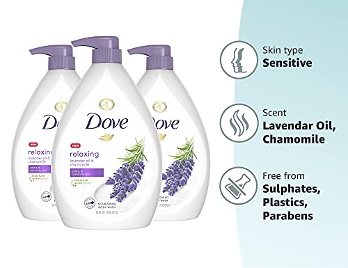 Dove Relaxing Body Wash Pump Calms & Comforts Skin Lavender Oil and Chamomile Effectively Washes Away Bacteria While Nourishing Your Skin 34 oz 3 Count