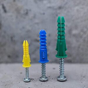 DIY.TK Plastic Self Drilling Drywall Ribbed Anchors with Phillips Pan Head Self Tapping Screws Assortment Kit,66 Pieces