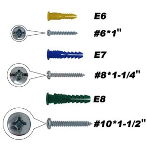 DIY.TK Plastic Self Drilling Drywall Ribbed Anchors with Phillips Pan Head Self Tapping Screws Assortment Kit,66 Pieces