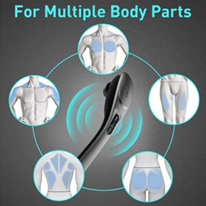 Handheld Massager - 6 Speeds & 6 Modes, 6 Interchangeable Nodes, Cordless Massager Muscle Massager for Back, Foot, Neck, Shoulder, and Leg, Body Pain Relief, Home & Office, Grey