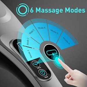 Handheld Massager - 6 Speeds & 6 Modes, 6 Interchangeable Nodes, Cordless Massager Muscle Massager for Back, Foot, Neck, Shoulder, and Leg, Body Pain Relief, Home & Office, Grey