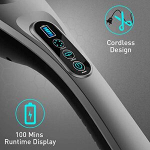 Handheld Massager - 6 Speeds & 6 Modes, 6 Interchangeable Nodes, Cordless Massager Muscle Massager for Back, Foot, Neck, Shoulder, and Leg, Body Pain Relief, Home & Office, Grey