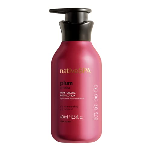 Nativa SPA by O Boticário, Plum Moisturizing Body Lotion, Fragranced Moisturizer Enriched with Purified Quinoa Drops to Boost Hydration, 13.5 Ounce