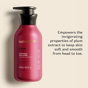 Nativa SPA by O Boticário, Plum Moisturizing Body Lotion, Fragranced Moisturizer Enriched with Purified Quinoa Drops to Boost Hydration, 13.5 Ounce