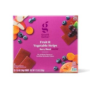 fruit and vegetable strips berry blend leathers healthy snack made with real fruit puree concentrate good and gather 25 strips (fruit and vegetable berry blend) – set of 5