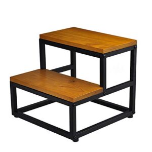 Wooden Step Stool for Adults with 400lb Load Capacity -Assembly Required(Teakwood)