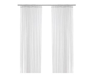 ikea mesh lace curtains, 110 inch by 98 inch, 1 pair, white
