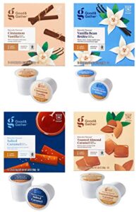 granny’s pantry good and gather naturally flavored single serve coffee pods bundle of 4 limited edition flavors cinnamon vanilla toasted almond caramel salted carmel and vanilla bean brulee fair trade certified,16 count(pack of 4)