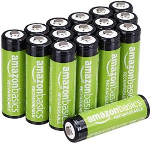 amazon basics 16-pack aa rechargeable batteries, recharge up to 1000x, standard capacity 2000 mah, pre-charged