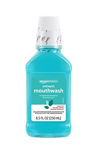 Amazon Basics Antiseptic Mouthwash, Blue Mint, 8.5 Fluid Ounces, 1-Pack (Previously Solimo)