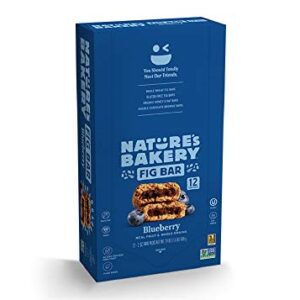 Nature’s Bakery Whole Wheat Fig Bars, Blueberry, Real Fruit, Vegan, Non-GMO, Snack bar, Twin packs- 12 count