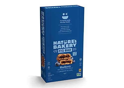 Nature’s Bakery Whole Wheat Fig Bars, Blueberry, Real Fruit, Vegan, Non-GMO, Snack bar, Twin packs- 12 count