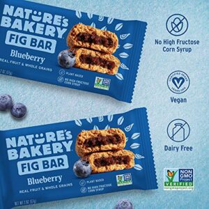 Nature’s Bakery Whole Wheat Fig Bars, Blueberry, Real Fruit, Vegan, Non-GMO, Snack bar, Twin packs- 12 count