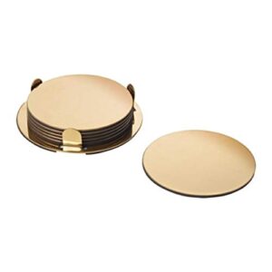 ikea glattis coasters with holder brass color 6 pack size 3″ 503.430.05