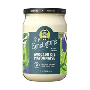 sir kensington’s mayonnaise avocado oil mayo keto diet & paleo diet certified, gluten free, certified humane free range eggs, shelf-stable, 12 oz
