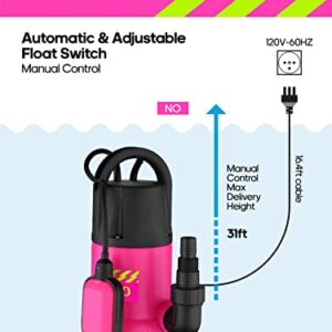 iTANSO Submersible Sump Pump, 1.5HP 3960GPH , for Swimming Pool, Garden Tub, Pond, Flood Drain, Irrigation in Clean or Dirty Water, with Float Switch and 16ft Cable