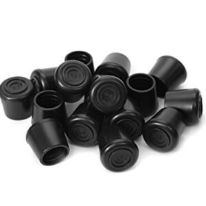 Chair Leg Tips Caps Non-Slip Rubber Leg Tips 1” Inner Diameter Furnigear -Black Chair Leg Floor Protectors Round , 16 Pack