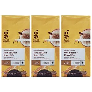 good & gather hot buttery rum ground coffee – pack of 3 bags – 36 oz total – 12 oz per bag – limited edition good & gather coffee