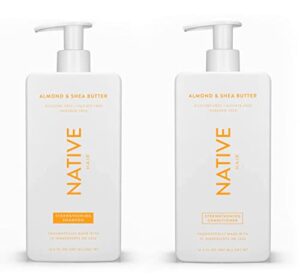 native shampoo and conditioner set | sulfate free, paraben free, dye free, with naturally derived clean ingredients| 16.5 oz (almond & shea butter, strengthening), 1.31 pounds