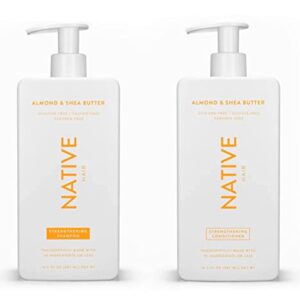 Native Shampoo and Conditioner Set | Sulfate Free, Paraben Free, Dye Free, with Naturally Derived Clean Ingredients| 16.5 oz (Almond & Shea Butter, Strengthening), 1.31 pounds