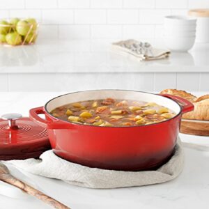 Amazon Basics Enameled Cast Iron Covered Dutch Oven, 6-Quart, Red