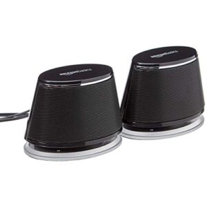 amazon basics usb plug-n-play computer speakers for pc or laptop, black – set of 2