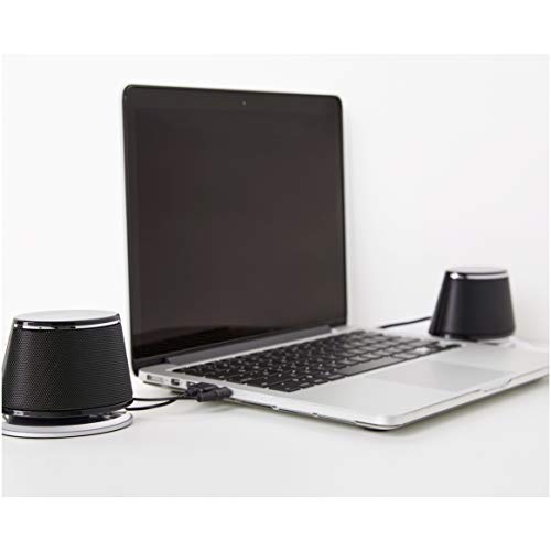 Amazon Basics USB Plug-n-Play Computer Speakers for PC or Laptop, Black - Set of 2