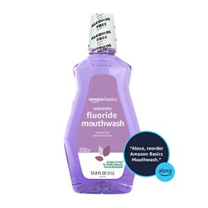 Amazon Basics Anticavity Fluoride Mouthwash, Alcohol Free, Violet Mint, 1 Liter, 33.8 Fluid Ounces, 1-Pack (Previously Solimo)