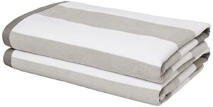 amazon basics oversized premium cotton beach towel – pop stripe – gray/dark gray, 36″ x 72″, 2-pack