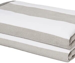 Amazon Basics Oversized Premium Cotton Beach Towel - Pop Stripe - Gray/Dark Gray, 36" x 72", 2-Pack