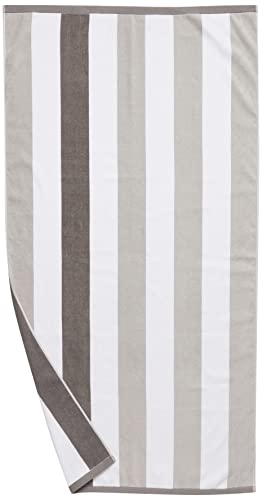 Amazon Basics Oversized Premium Cotton Beach Towel - Pop Stripe - Gray/Dark Gray, 36" x 72", 2-Pack