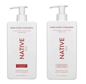 native shampoo and conditioner set | sulfate free, paraben free, dye free, with naturally derived clean ingredients| 16.5 oz (warm cider & cinnamon, moisturizing)