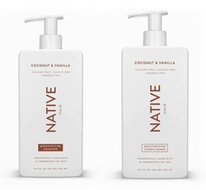 native shampoo and conditioner set | sulfate free, paraben free, dye free, with naturally derived clean ingredients| 16.5 oz (coconut & vanilla, moisturizing) pack