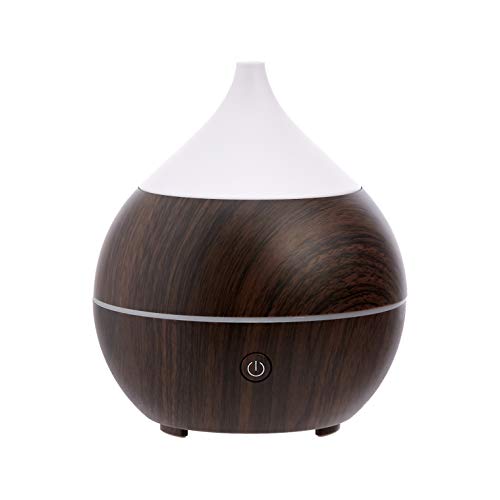 Amazon Basics 200ml Ultrasonic Aromatherapy Essential Oil Diffuser with Bluetooth Speaker, Dark Wood Finish Base