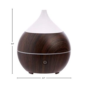 Amazon Basics 200ml Ultrasonic Aromatherapy Essential Oil Diffuser with Bluetooth Speaker, Dark Wood Finish Base