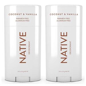 native deodorant coconut & vanilla, aluminum and paraben free 2.65 oz (2 pack)