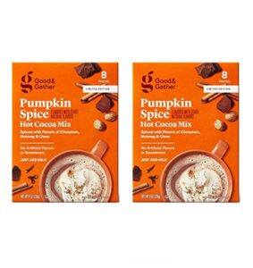 good & gather pumpkin spice hot cocoa mix! pumpkin spice flavored hot cocoa! made with premium cocoa for a rich and satisfying taste! choose your flavor! (2 pack pumpkin spice)