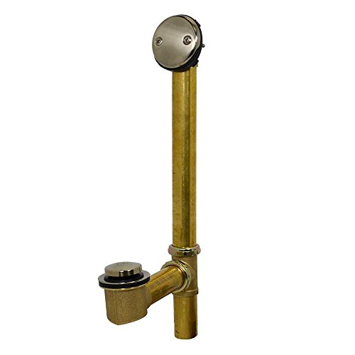 Everbilt WO-5-BN-EZ Easy Touch 1-1/2 in. 20-Gauge Brass Pipe Bath Waste and Overflow Drain in Brushed Nickel