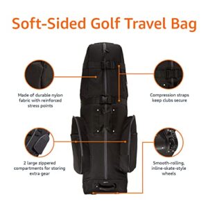 Amazon Basics Soft-Sided Golf Club Travel Bag Case With Wheels - 50 x 13 x 15 Inches, Black