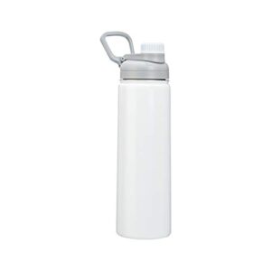 amazon basics stainless steel insulated water bottle with spout lid – 20-ounce, white