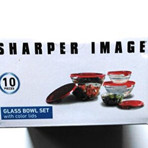 Sharper Image 10 pieces glass bowl set with color lids