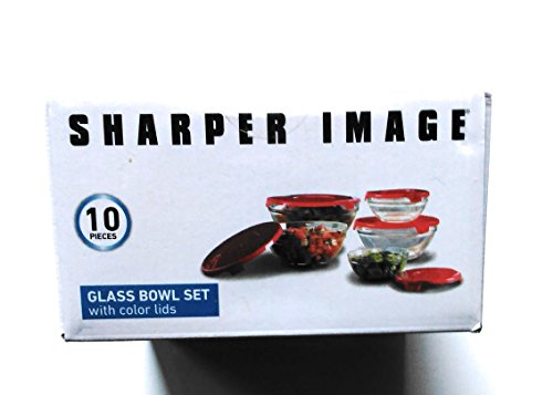 Sharper Image 10 pieces glass bowl set with color lids